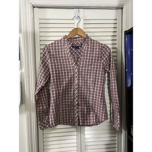 Vineyard Vines Button Down Plaid Shirt With Gold Metallic Accents Size 4
